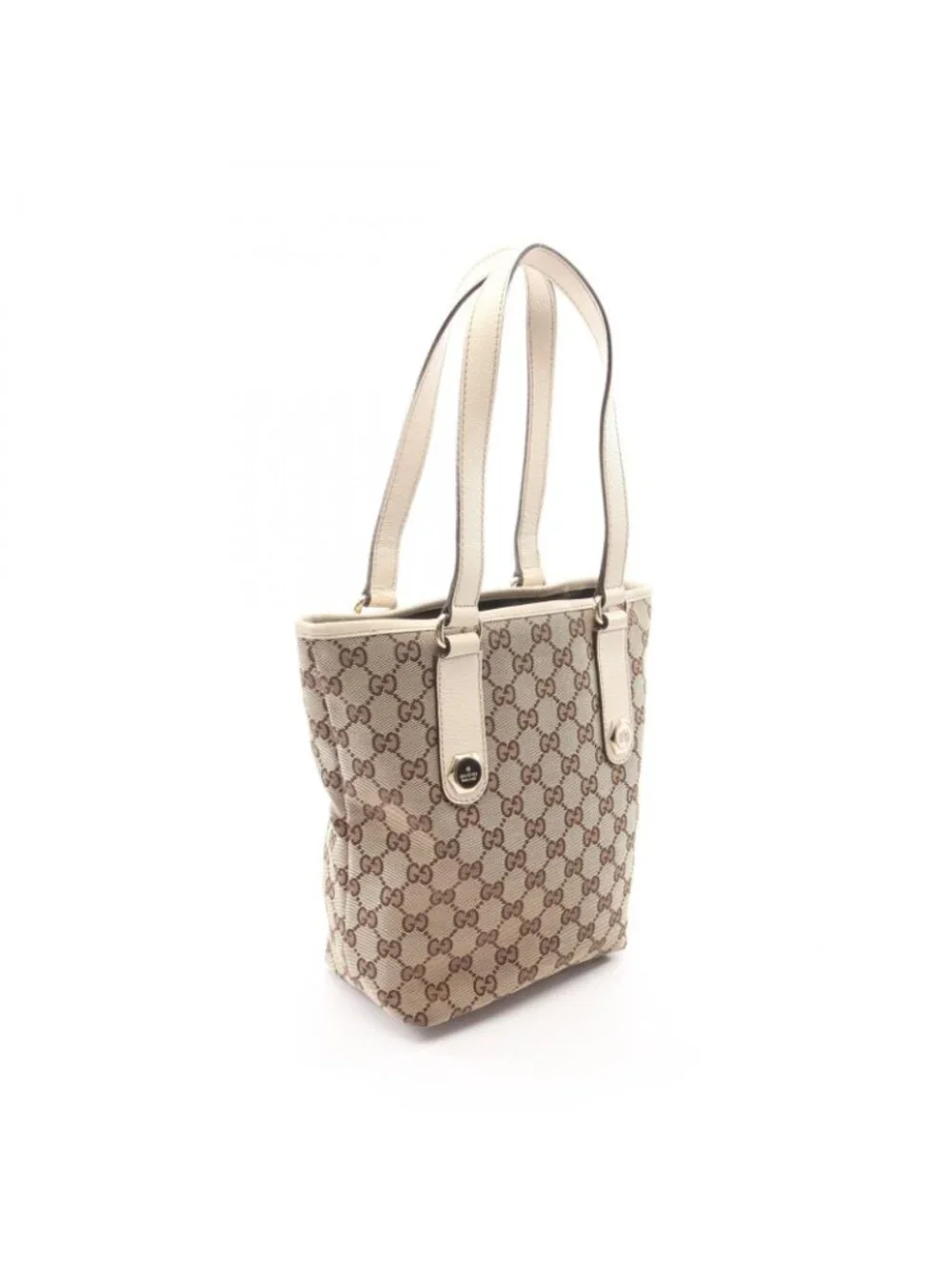 Gucci Tote Bag GG Canvas Beige Brown White